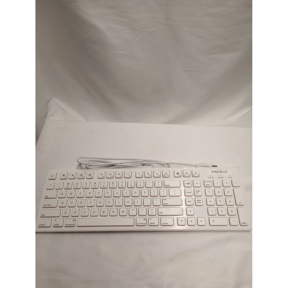 Macally Full Size USB Wired Keyboard (MKEYE) for Mac‎ and PC (White)